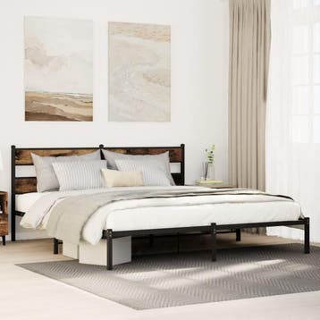 vidaXL Bedframe zonder matras metaal gerookt eikenkleurig, Verzenden