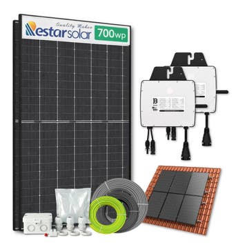 Zonnepanelen pakket voor schuindak - 1.4 kW - 2x 700, Doe-het-zelf en Bouw, Zonnepanelen en Toebehoren, Ophalen of Verzenden, Nieuw