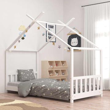 vidaXL Kinderbedframe massief grenenhout wit 70x140 cm, Kinderen en Baby's, Verzenden, Nieuw