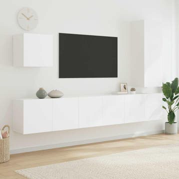 vidaXL 5-delige Tv-meubelset bewerkt hout wit, Verzenden, Nieuw