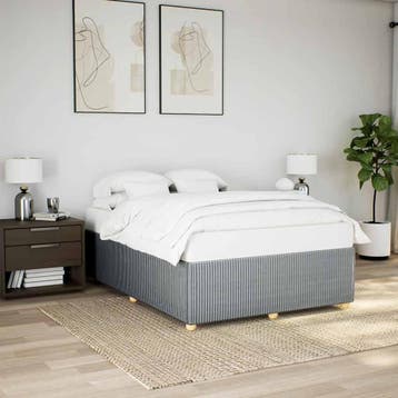 vidaXL Bedframe zonder matras stof lichtgrijs 140x190 cm, Verzenden
