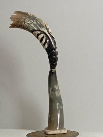 Koe Hoorns - Sculptuur - 58 cm - 25 cm - 25 cm - (1)