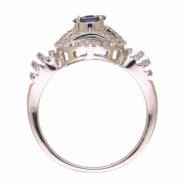 Ring - 18 karaat Witgoud Saffier - Diamant, Bijoux, Sacs & Beauté, Bagues