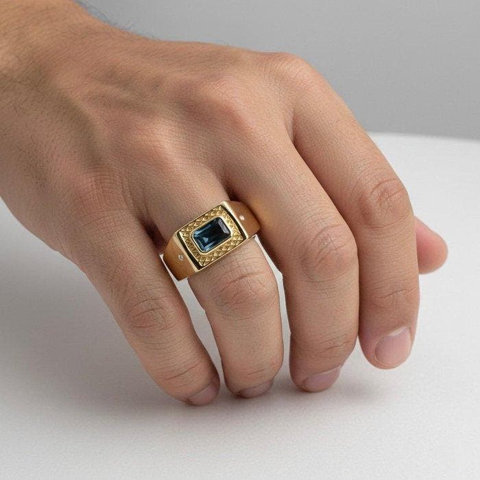 Zonder minimumprijs - Ring Verguld Topaas - Diamant - 18k, Handtassen en Accessoires, Ringen