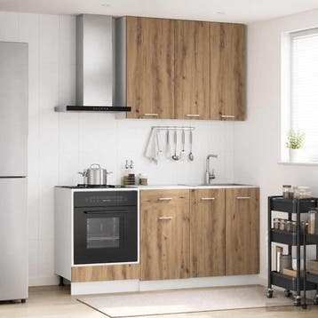 vidaXL Keukenblok LYON 5 pcs Artisanaal eiken Bewerkt hout, Verzenden, Nieuw