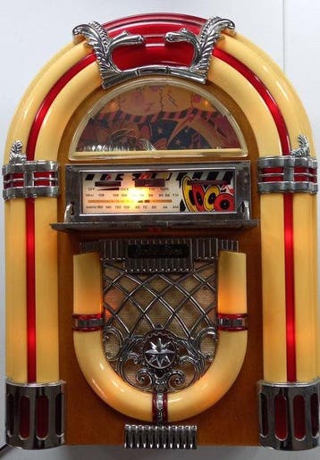 onbekend - Mini jukebox radio/cassette 36 cm hoog -