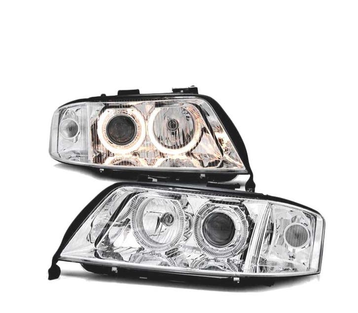 Phares Pour Audi A6 01-04 Angel Eyes Chromé, Auto-onderdelen, Verlichting, Verzenden