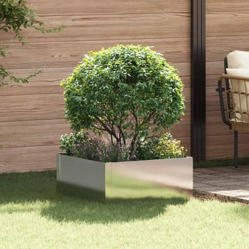 vidaXL Gazonrand 60 x 60 x 35 cm Staal Zilverkleurig, Jardin & Terrasse, Traverses & Bordures, Verzenden