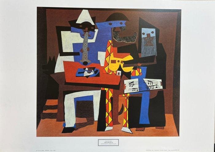 Pablo Picasso - Tres músicos (Three Musicians), Antiek en Kunst, Kunst | Tekeningen en Fotografie