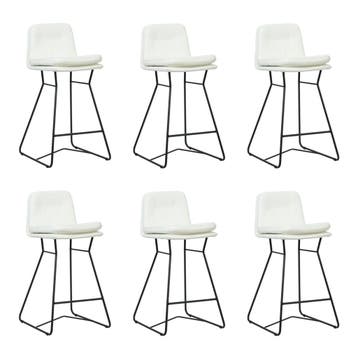 Set van 6 Leren barkruk Candy laag - Toledo Bianco, Huis en Inrichting, Barkrukken, 60 tot 90 cm, Nieuw, Leer, Ophalen of Verzenden