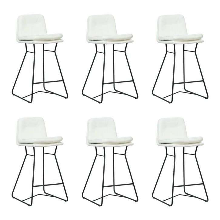 Set van 6 Leren barkruk Candy laag - Toledo Bianco, Maison & Meubles, Tabourets de bar, Enlèvement ou Envoi