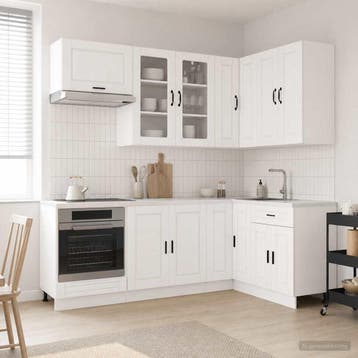 vidaXL Keukenblok PORTO 8 st Hoogglans Wit Bewerkt hout, Verzenden, Nieuw