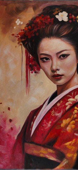 Nguyen Robert (1958) - La Dame en Kimono 80 60 cm