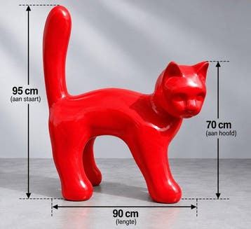 Beeld, XXL red cat - 95 cm - laminaat