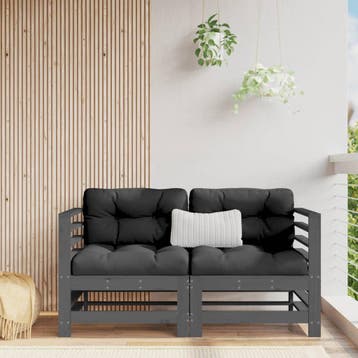 vidaXL Tuinhoekbanken 2 st massief grenenhout grijs, Verzenden, Nieuw