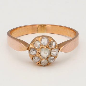 Bague - 18 carats Or rose - Diamant, Handtassen en Accessoires, Ringen, Nieuw