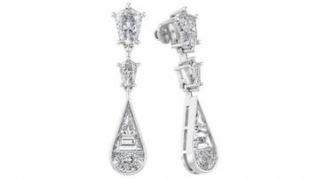 Oorbellen - 14 karaat Witgoud - 5.61ct. tw. Diamant, Nieuw