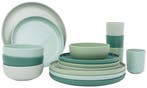 2dekans | Bo-Camp Servies - Dune - RPET - Groen - 16-Delig, Ophalen of Verzenden