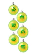 6x Discobal Ø 6 cm Klein Iridescent Geel Discobol Spiegelbol, Ophalen of Verzenden, Nieuw