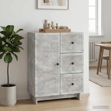 vidaXL Dressoir met lade Betongrijs 66 x 34,5 x 90 cm, Huis en Inrichting, Kasten | Dressoirs, Verzenden, Nieuw