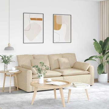 vidaXL Modulaire bank met kussens crèmekleurig, Verzenden