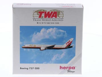 Schaal 1:500 Herpa 503761 Boeing 757-200 TWA - Trans Worl..., Ophalen of Verzenden