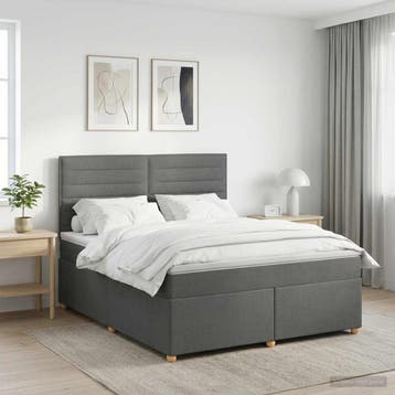 vidaXL Boxspringbed met matras Donkergrijs 140 x 190 cm Stof, Verzenden, Nieuw