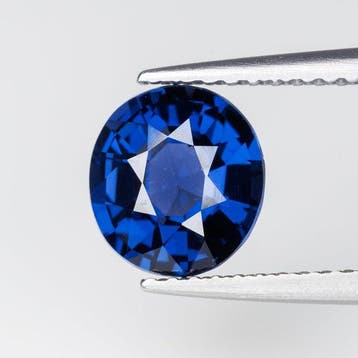 1 pcs Blauw Spinel - 1.53 ct - Bellerophon Gemlab -, Nieuw