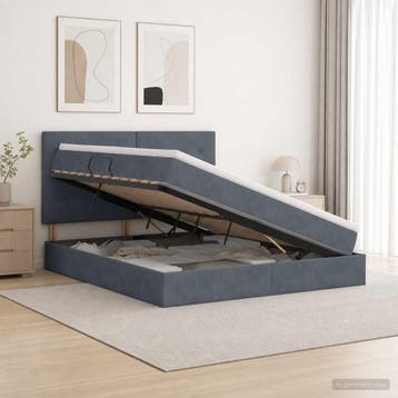 vidaXL Opslag bed met matras Donkergrijs 160 x 200 cm, Huis en Inrichting, Verzenden, Nieuw