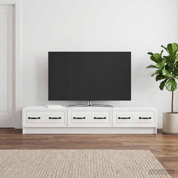vidaXL TV Kast 147 x 34,5 x 27 cm Hoogglans Wit Bewerkt hout, Verzenden