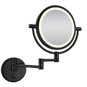LED Spiegel 20cm | Mat Zwart | 4000K | 5x Vergroting, Verzenden, Nieuw