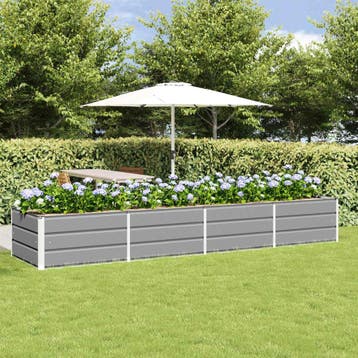 vidaXL Plantenbak Lichtgrijs 320 x 80 x 45 cm Staal, Tuin en Terras, Verzenden, Nieuw