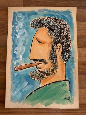 Juan David (1911-1981) - Präsident Fidel Castro mit Zigarre