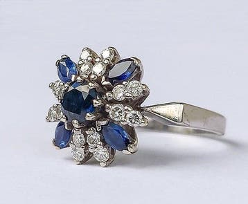 Bague de cocktail - 14 carats Or blanc - 1.57ct. tw. Saphir