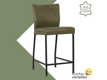 Leren barkruk Revolt laag - Granada Moss (olijf/groen) -, Nieuw, Leer, Ophalen of Verzenden, 90 cm of meer