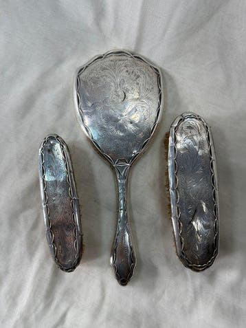Ensemble de toilette (3) - Argent 800 - Ensemble de toilette, Antiquités & Art