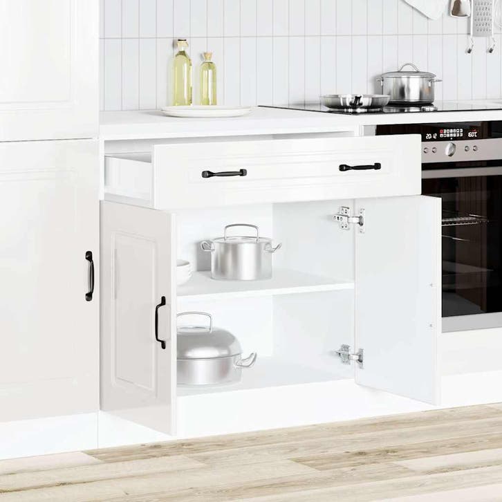 vidaXL Onderkast Kalmar bewerkt hout hoogglans wit, Huis en Inrichting, Kasten | Overige, Nieuw, Verzenden