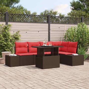 vidaXL Tuinbank Set 6 st 5-Aantal zitplaatsen Bruin en Rood, Verzenden, Nieuw