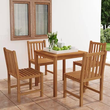 vidaXL 5-delige tuinset 80x80 cm massief teakhout, Verzenden, Tuinset