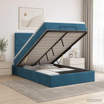 vidaXL Ottoman bed met matras Donkerblauw 120 x 200 cm, Verzenden