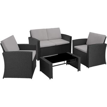 tectake Wicker lounge Lucca - zwart / grijs, Verzenden, Nieuw