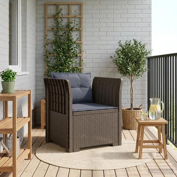 vidaXL Eén-zits Fauteuil met Kussens Rieten Look PP, Verzenden, Nieuw