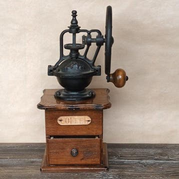 Koffiemolen - Vliegwiel - Hout, IJzer