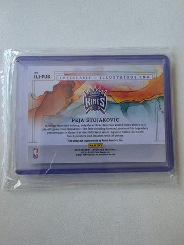 Panini Impeccable Peja Stojakovic 92/99 Gesigneerde kaart,, Nieuw