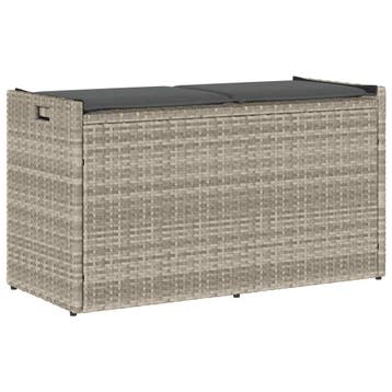 vidaXL Opbergbank met kussen voor buiten 100 cm poly rattan, Verzenden