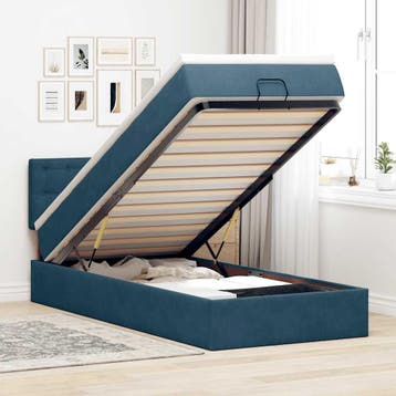 vidaXL Bed poef met matras en LEDs 80x200 cm fluweel, Verzenden