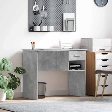 vidaXL Bureau Beton Grijs 90 x 49 x 75 cm Bewerkt hout, Huis en Inrichting, Bureaus, Verzenden, Nieuw