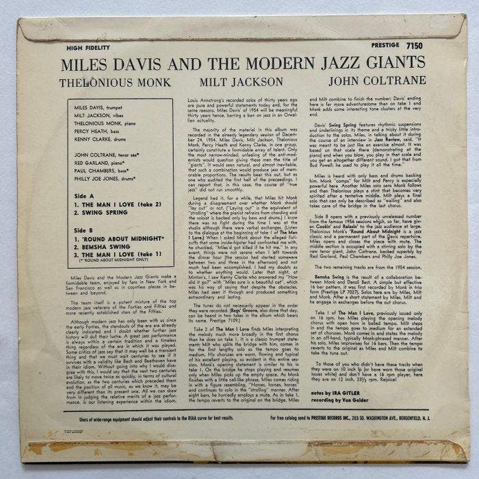 Miles Davis - Miles Davis and the Modern Jazz Giants (1st, Cd's en Dvd's, Vinyl Singles