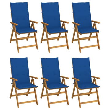 vidaXL Inklapbare stoelen 6 st met kussens massief, Verzenden, Nieuw