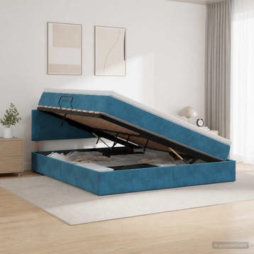 vidaXL Opbergbed met hoofdeinde Donkerblauw 160 x 200 cm, Verzenden
